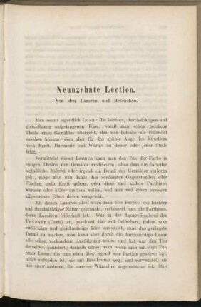 Neunzehnte Lection. Von den Lasuren und Retouchen.
