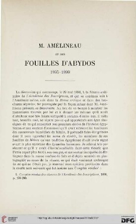 M. Amélineau et ses fouilles d'Abydos 1895-1899