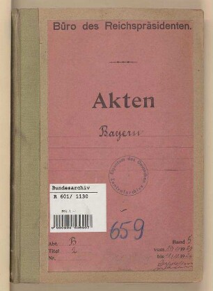 Verhältnis der Länder zum Reich.- Freistaat Bayern: Bd. 5