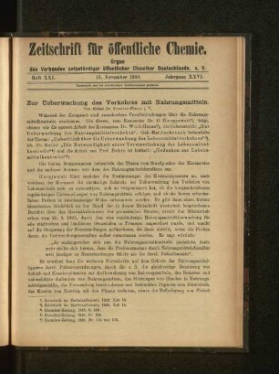 Zur Ueberwachung des Verkehres mit Nahrungsmitteln.