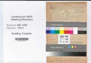 Entnazifizierung Friedrich Rohlfing, geb. 17.10.1892 (Postverwalter)