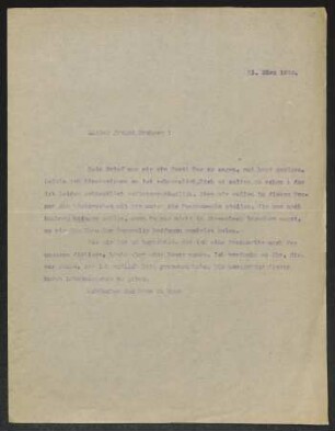 Brief von Gerhart Hauptmann an Fritz Brehmer