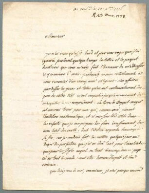 Christoph Gottlieb von Murr (1733-1811) Nachlass: Brief von Jean Etienne Montucla an Christoph Gottlieb von Murr - BSB Murriana II. Montucla, Jean Etienne