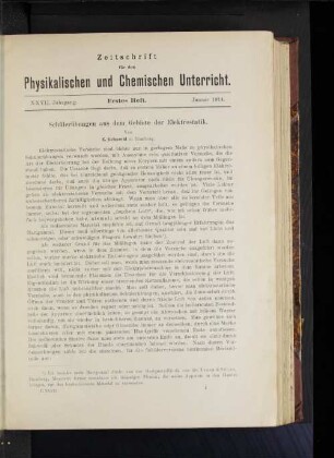 Schülerübungen aus dem Gebiete der Elektrostatik.