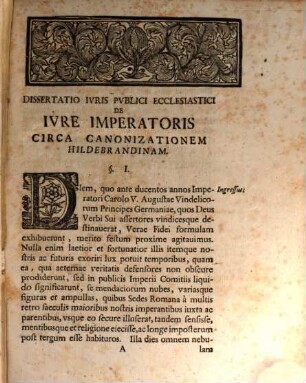 Diss. iur. publ. eccl. de iure imperatoris circa canonizationem Hildebrandinam