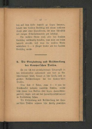 2. Die Entzündung und Anschwellung der Cowper'schen Drüsen.