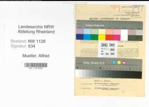 Entnazifizierung Alfred Mueller , geb. 26.02.1915 (Feuerwehrmann)