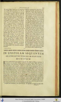 Epistolae Joannis Chrysostomi et aliquot aliae.