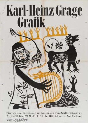 Ausstellungsplakat des Künstlers Karl-Heinz Grage, 1969