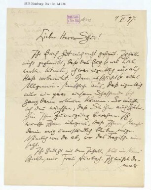 Brief an Ernst Schur
