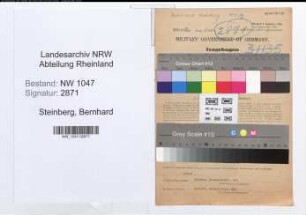 Entnazifizierung Bernhard Steinberg , geb. 12.03.1900 (Schlosser)