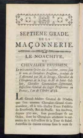Septieme Grade De La Maconnerie