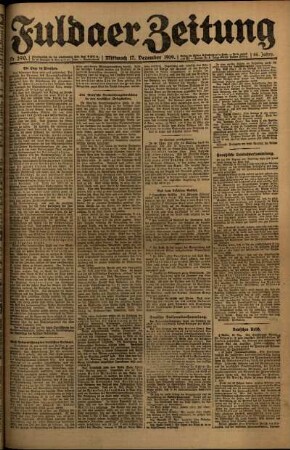 Erste Ausgabe vom Mittwoch, den 17. Dezember 1919.
