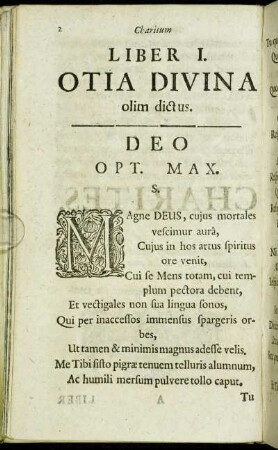 Liber I. Otia Divina olim dictus.