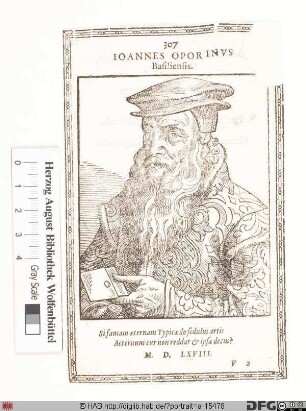 Bildnis Johannes Oporinus (eig. Herbst od. Herbster)