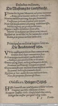 Delectus militum. Die Mustrung der Landßknecht.
