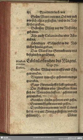 Eckel un[d] erbrechen des Magens, Cap. 79.