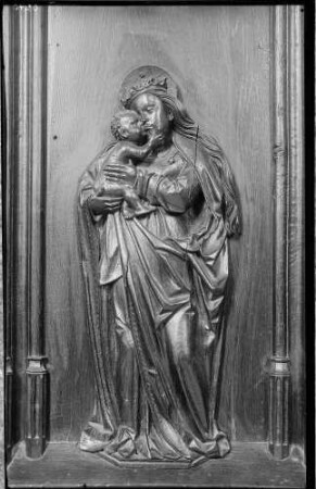 Baden-Baden Spitalkirche Kanzel Korb Mutter Gottes Figur (Anfang 16. Jahrhundert)