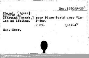 Pleyel, Ignaz, Sonatina