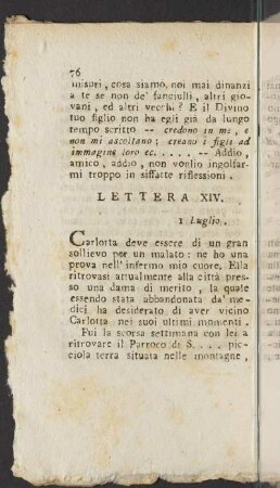 Lettera XIV. 1 Luglio (unvollständig)