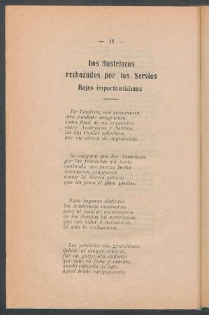 Los austriacos rechazados por los servios : Bajas importantísimas