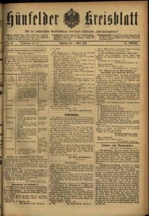 Ausgabe vom Samstag, den 01. März 1919.
