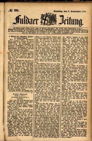 Ausgabe vom Samstag, den 03. September 1881.