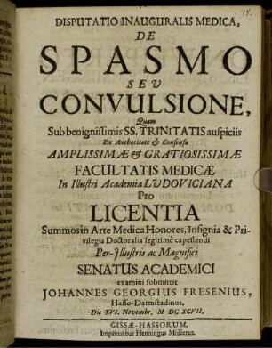 Disputatio Inauguralis Medica, De Spasmo Seu Convulsione