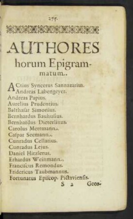 Authores horum Epigrammatum.
