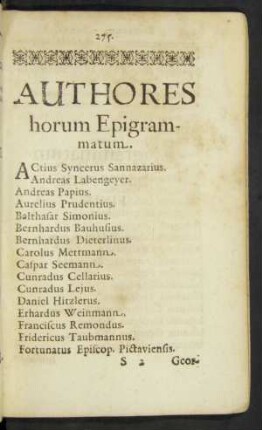 Authores horum Epigrammatum.