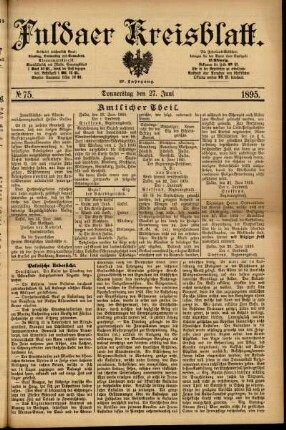 Erste Ausgabe vom Donnerstag, den 27. Juni 1895.
