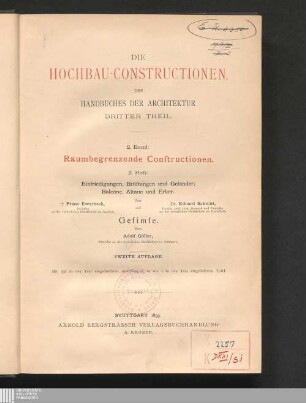 Einfriedungen, Brüstungen, Geländer, Balcone, Altane, Erker, Gesimse