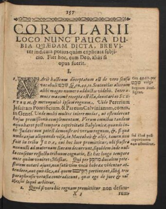 Corollarii Loco Nunc Pauca Dubia Quaedam Dicta