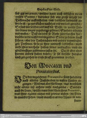 Von Advocaten und Procuratoribus