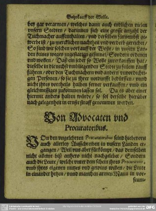 Von Advocaten und Procuratoribus