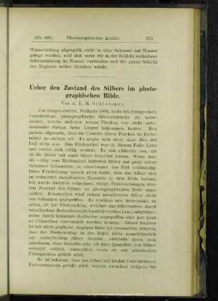 Ueber den Zustand des Silbers im photographischen Bilde