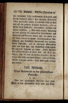VIII. Abschnitt. Vom Unterricht in der griechischen Sprache.