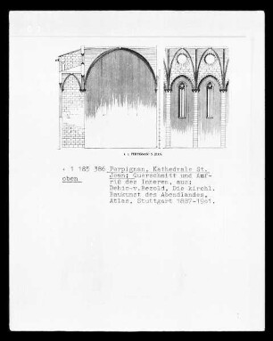 Perpignan: Cathédrale Saint-Jean-Baptiste, Querschnitt und Aufriss des Inneren