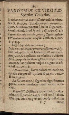 Paroemiae Ex Virgilio Sparsim Collectae