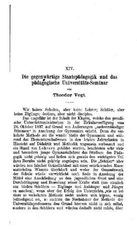 Die gegenwärtige Staatspädagogik und das pädagogische Universitäts-Seminar