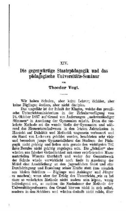 Die gegenwärtige Staatspädagogik und das pädagogische Universitäts-Seminar