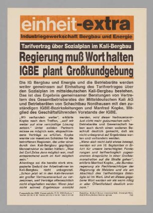 "Regierung muß Wort halten. IGBE plant Großkundgebung"