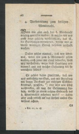 4. Vorbereitung zum heiligen Abendmahl.