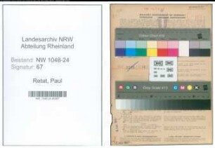 Entnazifizierung Paul Retat , geb. 22.08.1898 (Mechaniker)
