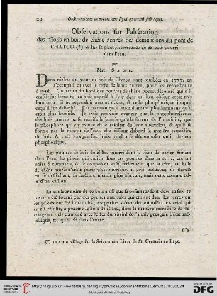 Observations sur l’alteration des pilotis en bois de chêne retirés des démolitions du pont de Chatou