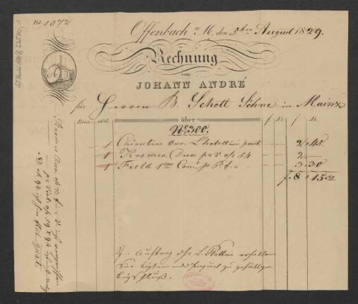 Rechnung von Johann André