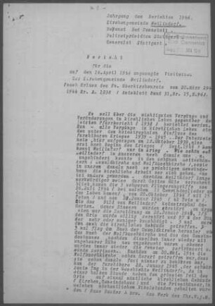 Weilimdorf: Pfarrbericht 1946