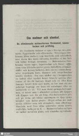 Om malmer och stenkol