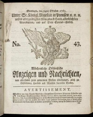 No. 43. Montags, den 24ten Oktober 1763.