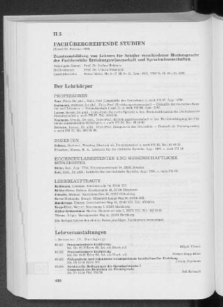 II.5 Fachübergreifende Studien